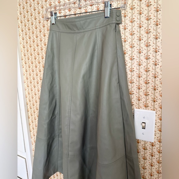 NWT H&M Vegan Leather A-Line Midi Skirt in Greige | 0 - Picture 4 of 6